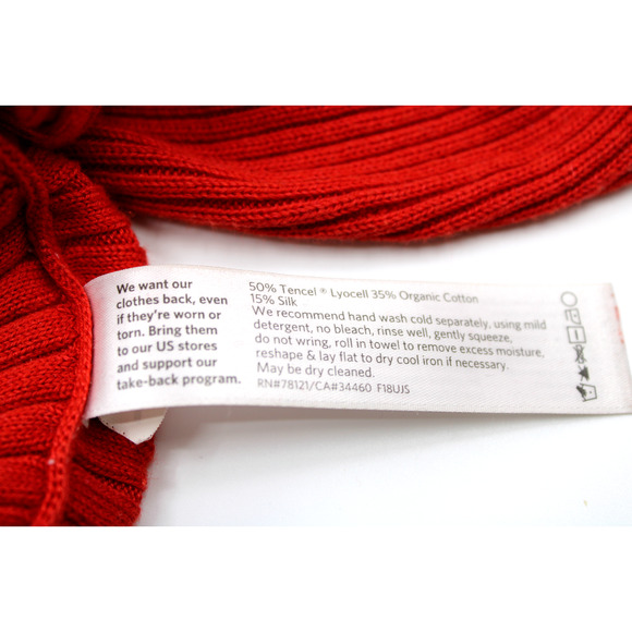 A2 EILEEN FISHER V-Neck Red Ribbed Knit Tencel Boxed Pullover Sweater Size XL - Picture 5 of 5